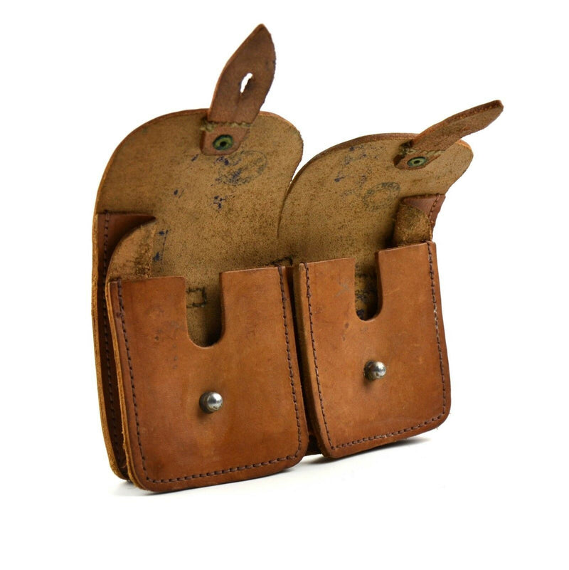 Original französische Armee Magazintasche braun Leder Munition Dual Tasche Mag
