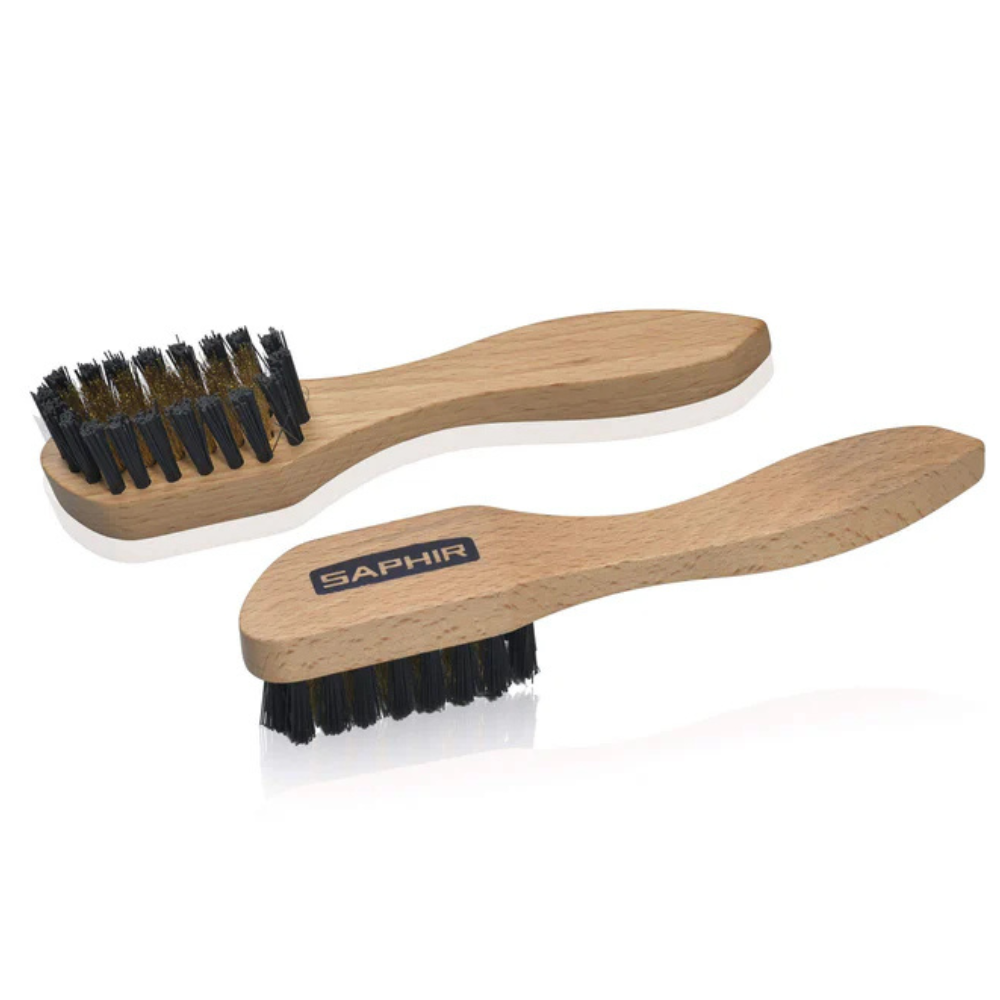 Saphir Messingbürste Wildleder Nubuk Reinigungsbürste Messing 16 cm Borsten Buchenholz