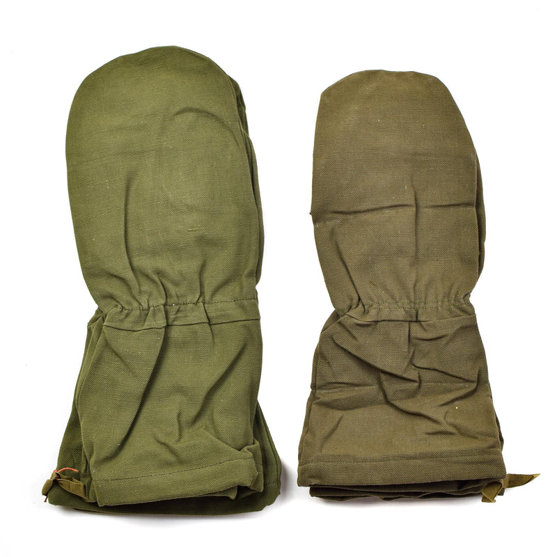Echte französische Armee-Fäustlinge, Baumwollhandschuhe, olivgrün, OD, strapazierfähige Arbeitskleidung, Militär, NEU