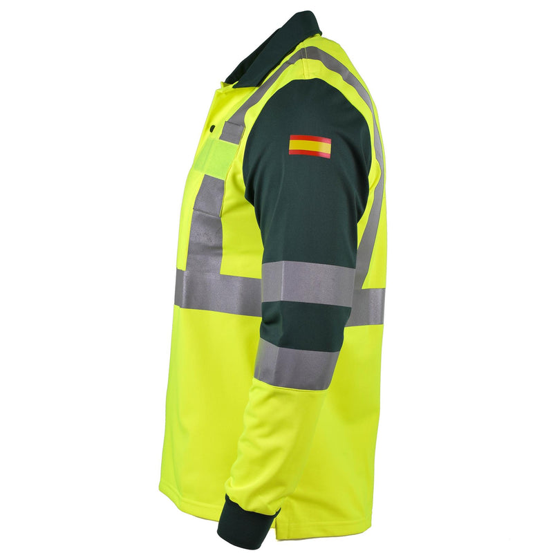 Echtes spanisches Langarm-Poloshirt, gelbe Warnweste der Guardia Civil, NEU
