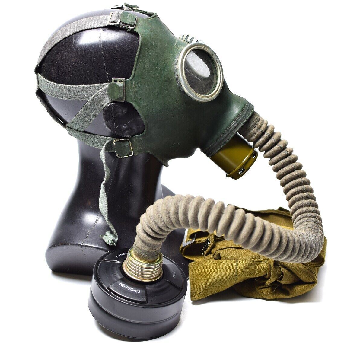 Original sowjetische GP-4-Gasmaske aus den 1960er-Jahren, Vintage-Militär-Überschussset aus grauem Gummi