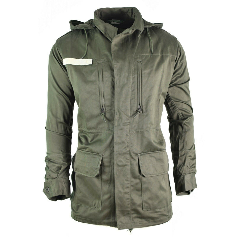 Original französische Armee Olive OD Jacke Müdigkeit Kampf Militär Kapuzenparka Satin