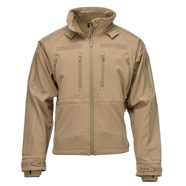 MIL-TEC winddichte Wanderjacke Softshell sturmfeste Reißverschlüsse Fleecefutter Coyote