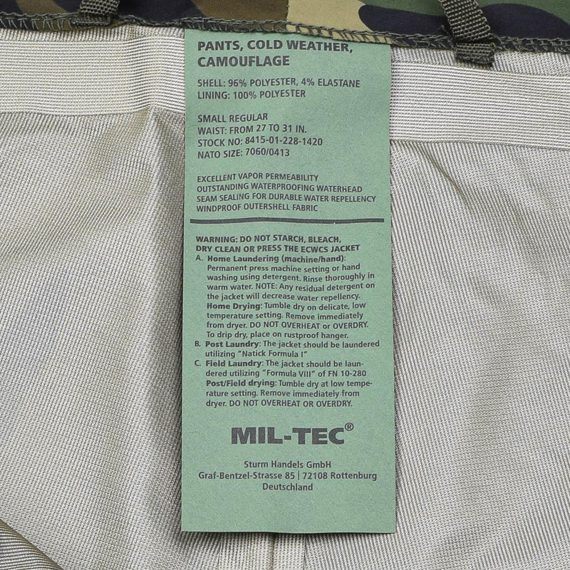 MIL-TEC Hose für kaltes Wetter im Militärstil, wasserdicht, winddicht, abnehmbare Hosenträger