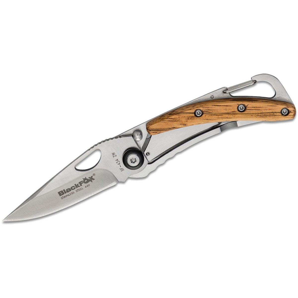 Fox Knives Brand faltbares Taschenmesser mit Holzgriff, satinierter 440er-Edelstahl