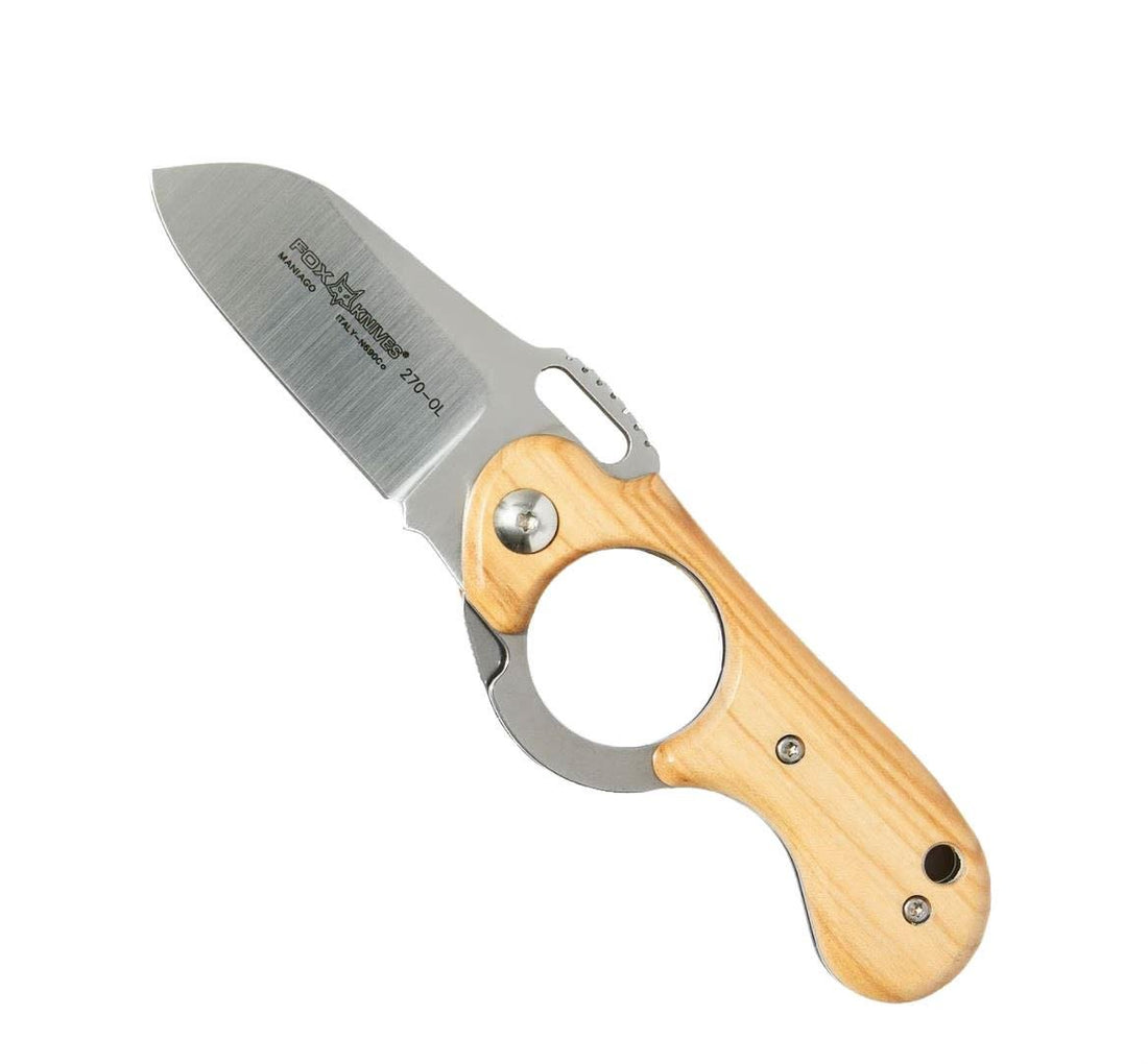 Fox Knives Brand Italy Elite Klappmesser, Griff aus Edelstahl und Olivenholz