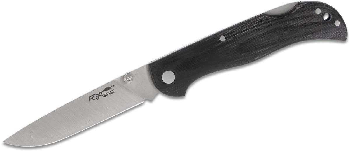 Fox Knives Brand Italy Modell 500 schwarzes Klapptaschenmesser aus Edelstahl