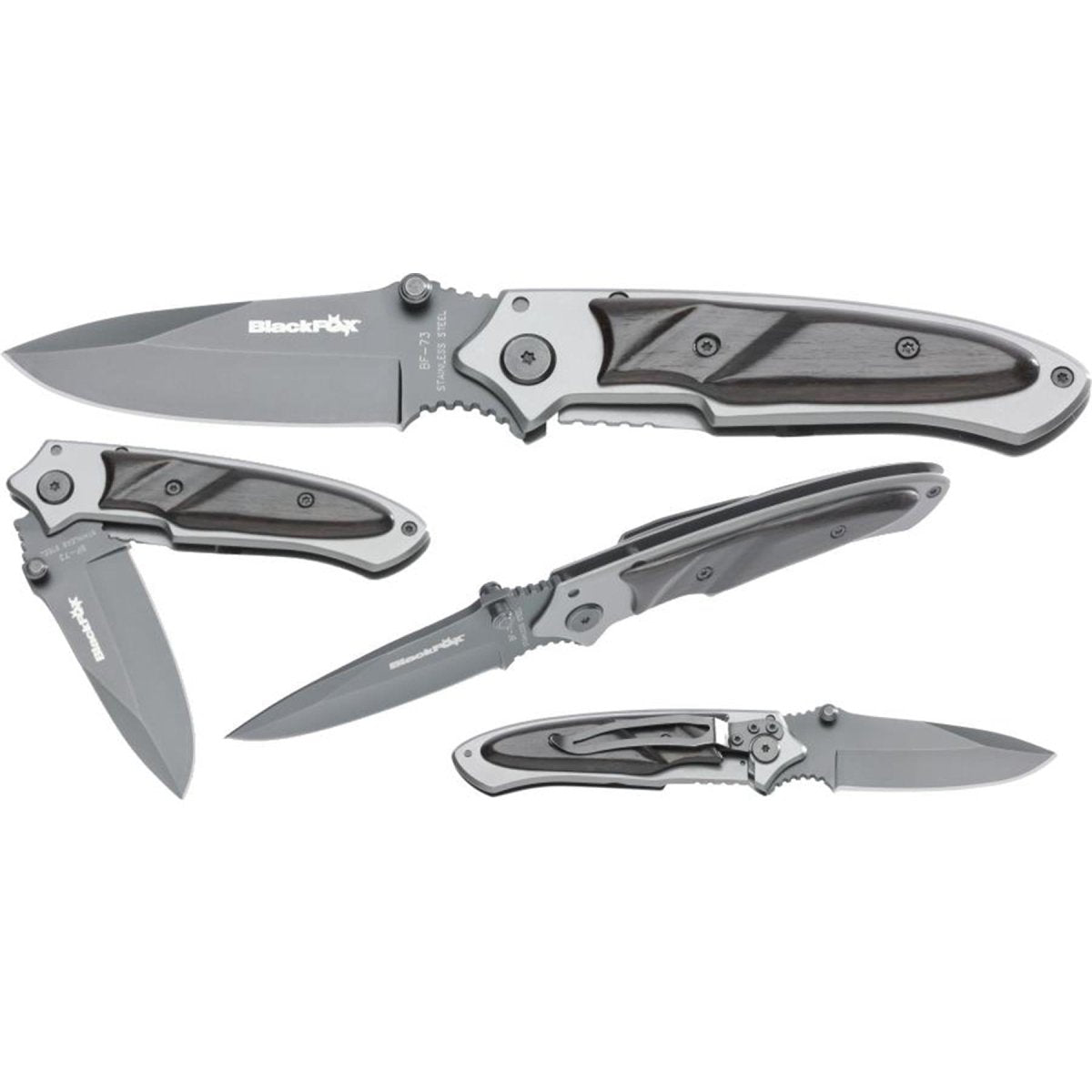 Fox Knives Brand Taschenmesser, klappbar, mit Titan beschichtet, 440er Edelstahl, schwarzes Holz