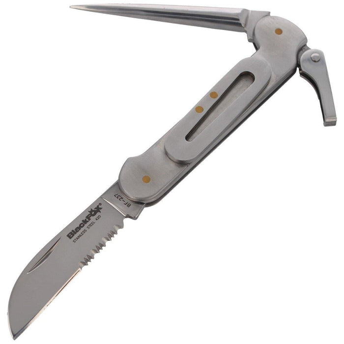 Segelmesser der Marke Fox Knives, klappbares Multitool, rostfrei, 420, satiniert, 55 HRC – GoMilitar