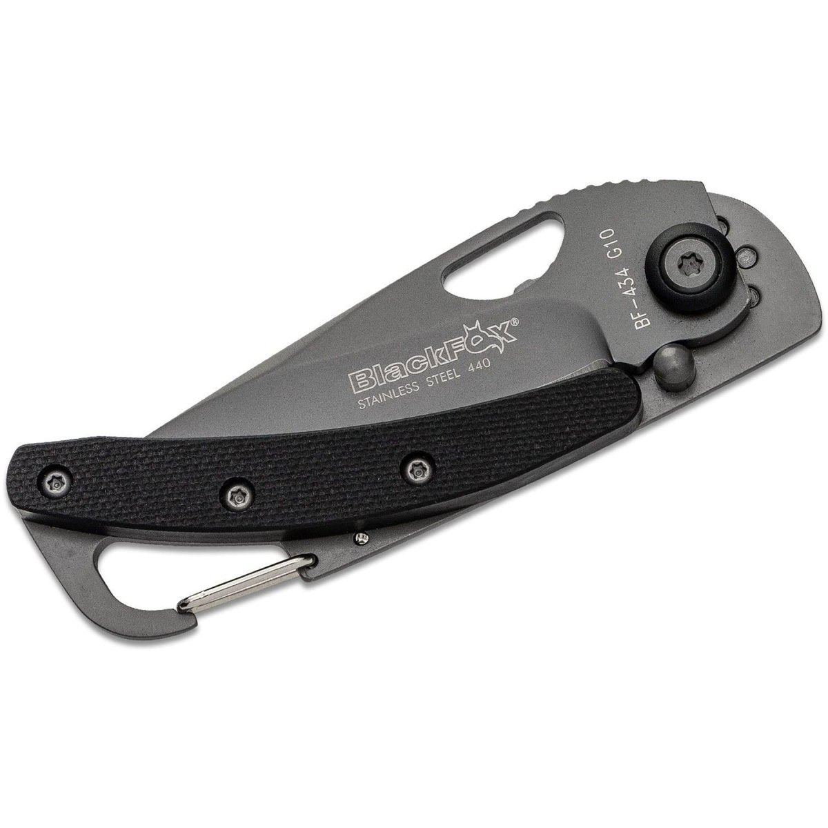 Fox Knives Klappmesser, Griff aus schwarzem, titanbeschichtetem 440-Stahl-Aluminium