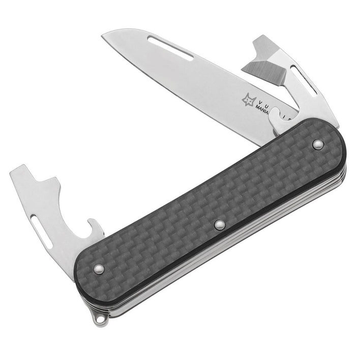 Fox Knives VULPIS FX-VP130-3 CF Multitool-Taschenmesser mit Kohlefasergriff und rostfreier M390-Klinge.