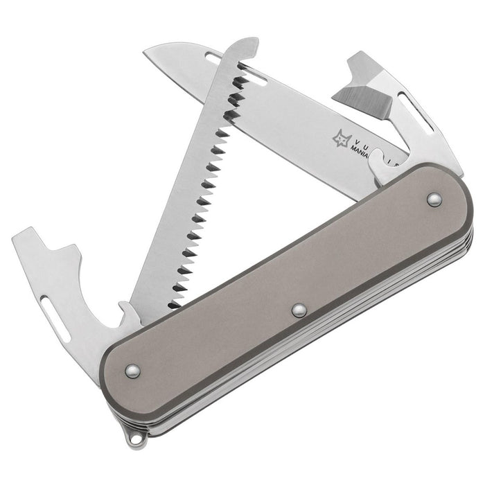 Fox Knives VULPIS FX-VP130-S4 TI Multifunktionsmesser, Klinge aus N690Co-Stahl, Titan – GoMilitar