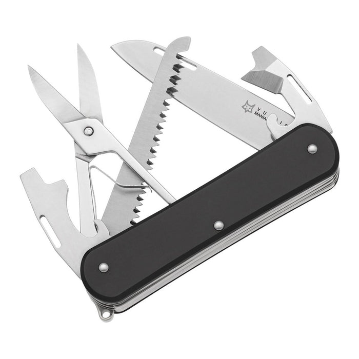 Fox Knives VULPIS FX-VP130-SF5 BK Multifunktionsmesser, N690Co-Stahlklinge, Schwarz – GoMilitar