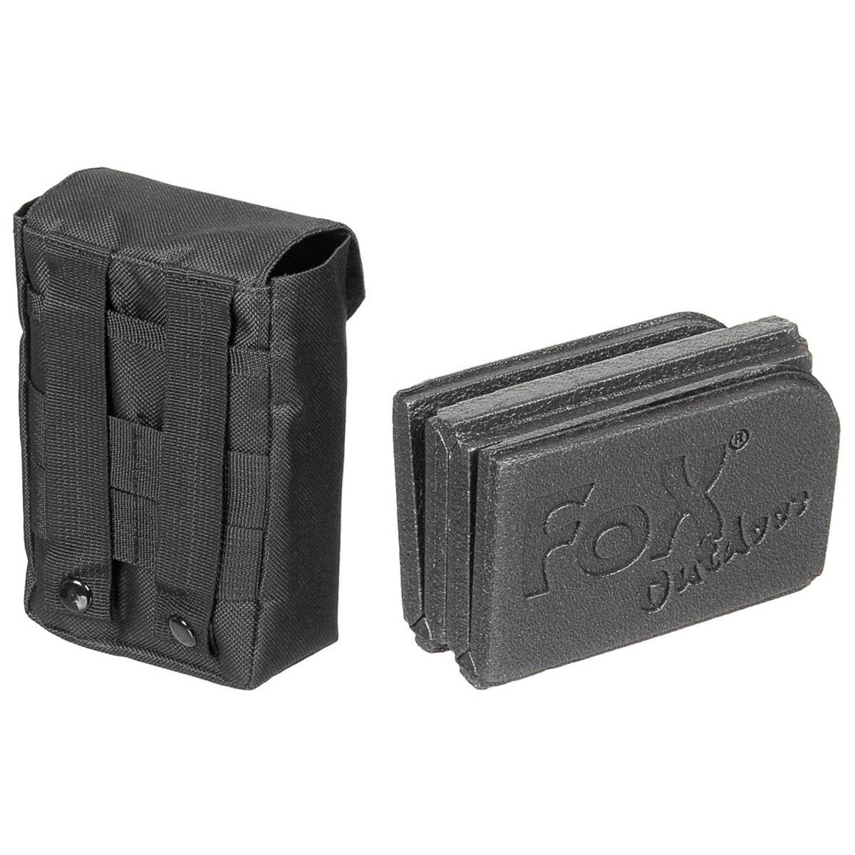 Fox Outdoor Thermo-Sitzpolster, rutschfest, faltbar, Molle-Tasche im Lieferumfang enthalten, Schwarz