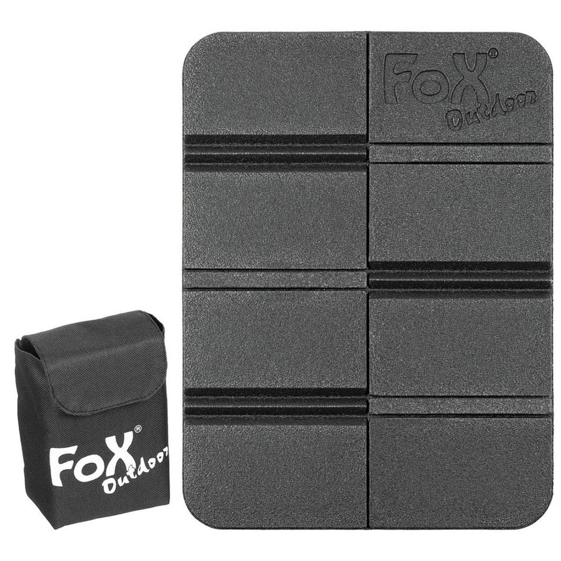 Fox Outdoor Thermo-Sitzpolster, rutschfest, faltbar, Molle-Tasche im Lieferumfang enthalten, Schwarz