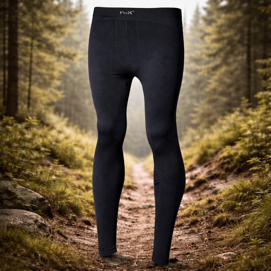 Fox Outdoor Thermo-Unterhose, atmungsaktiv, dehnbar, schnell trocknend, Schwarz