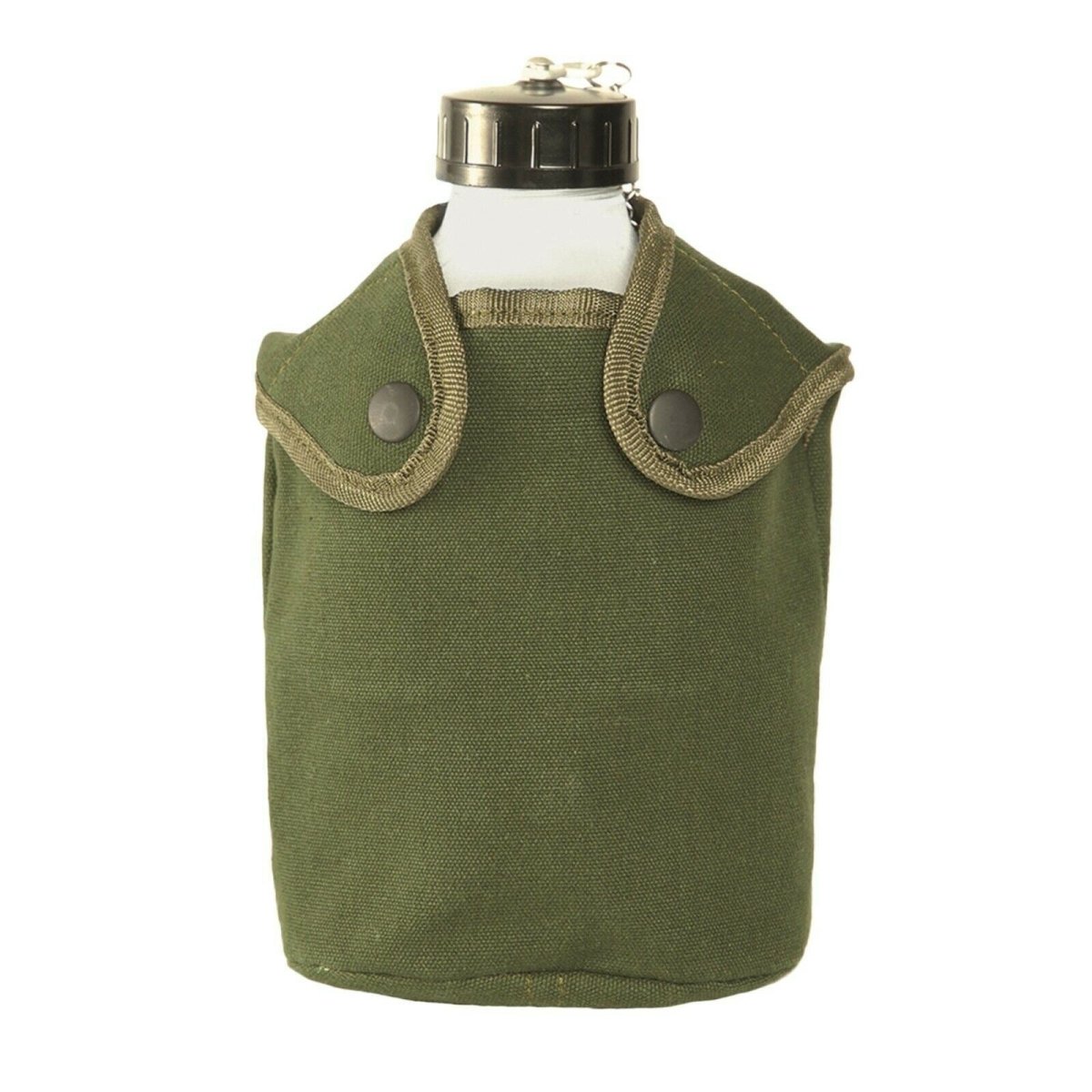 Trinkflasche im französischen Armeestil, Militärfeldflasche mit Beutel, OD