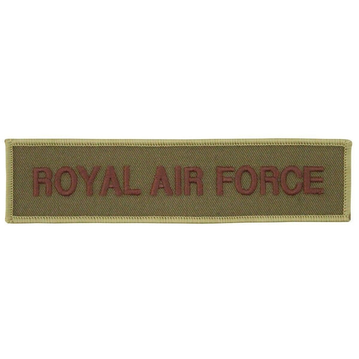 Echter Stoffaufnäher der Royal Air Force der britischen Armee mit gestickten RAF-Insignien in den Farben Militärgrün und Braun