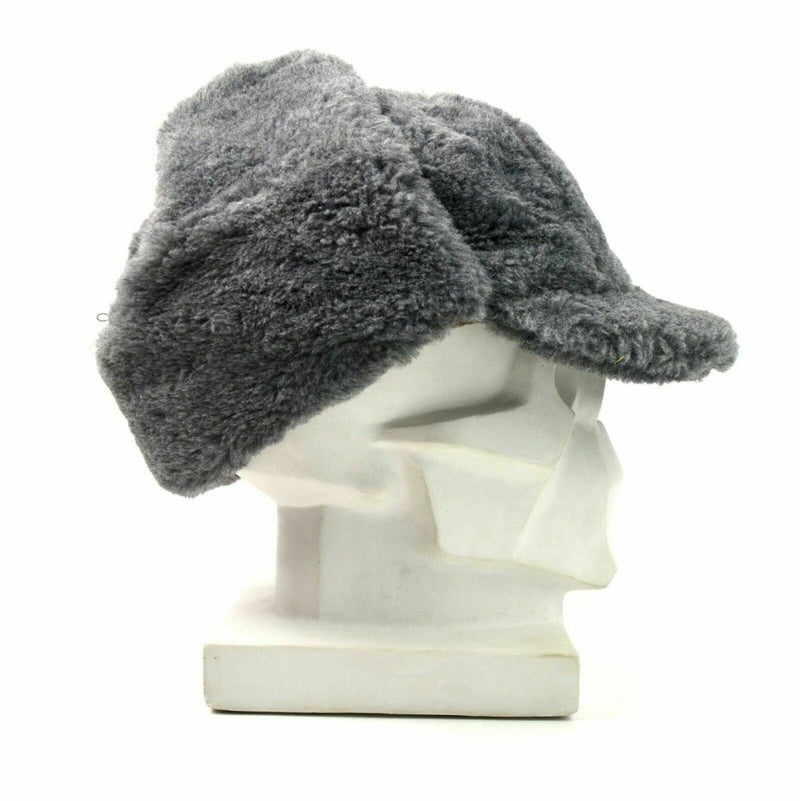 Genuine Czech army winter cap Ushanka grey fur warm hat CZ military isignia - GoMilitar
