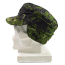 Danish Army M84 Flecktarn camouflage field cap with sun brim and ear protection, shown on white mannequin head.