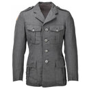 Genuine Danish Civil Defence Forces gray military uniform jacket with insignia and buttoned front for formal wear.