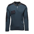 Echter niederländischer Militärpullover aus Rippenstrick, blauer Activewear-Pullover für kaltes Wetter