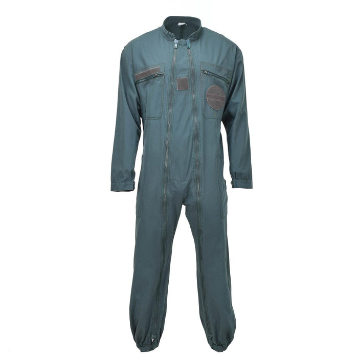 Echter olivgrüner Mechaniker-Overall der französischen Luftwaffe mit doppeltem Reißverschluss, Taschen und elastischen Bündchen und Taille.