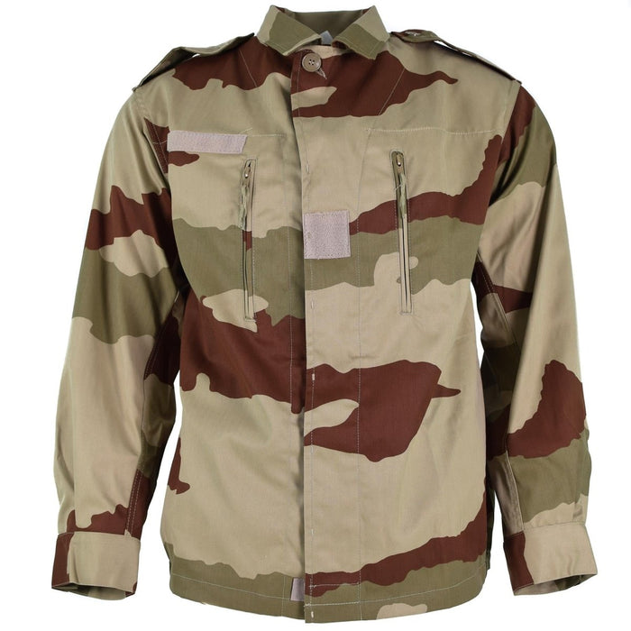F2-Wüstentarnjacke der französischen Armee mit Brusttaschen mit Reißverschluss und Schulterklappen, robustes, militärisches Surplus-Design