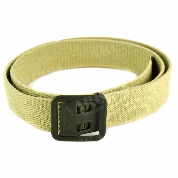 Echter französischer Militär-Canvas-Gürtel in Sand-Khaki mit robuster olivfarbener Metallschnalle, verstellbar für Komfort und taktischen Einsatz