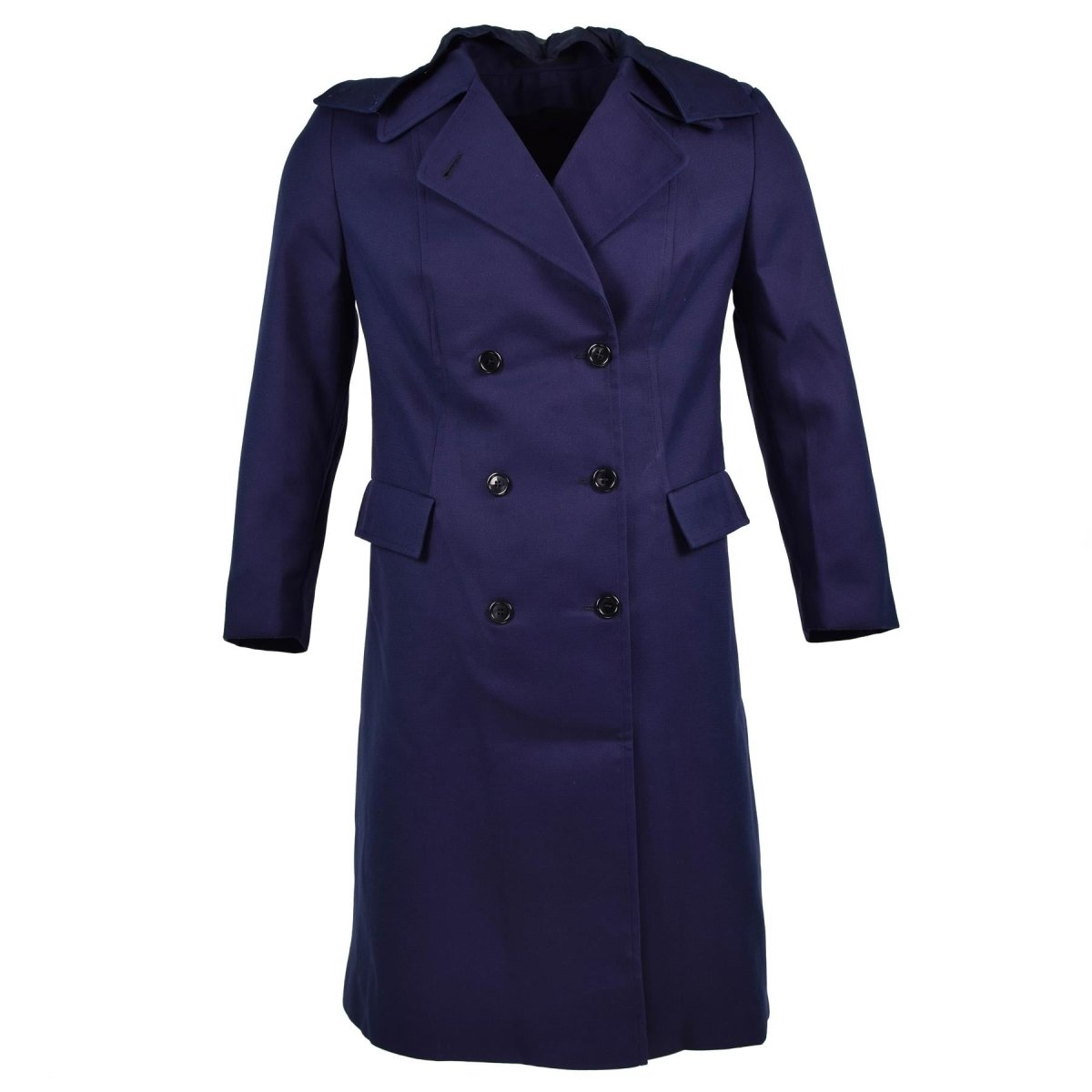 Echter französischer Militärmantel, Armee-Trenchcoat, dunkelblau, Damenjacke, NEU
