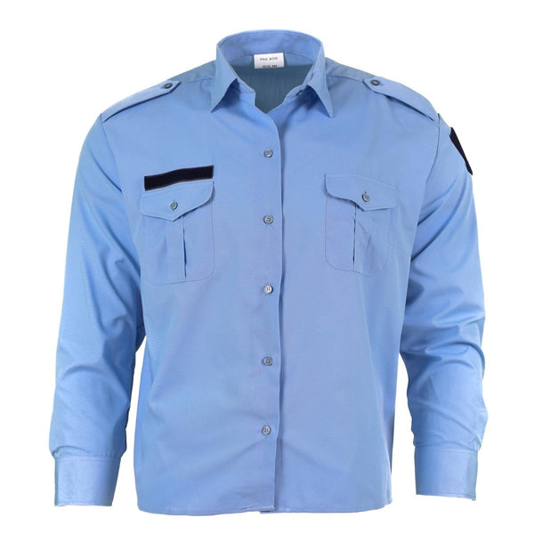Genuine French Military Police blue cotton long sleeve shirt Gendarme NEW - GoMilitar