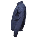Side view of a blue French Military Police sports jacket with elastic waist and chest pockets