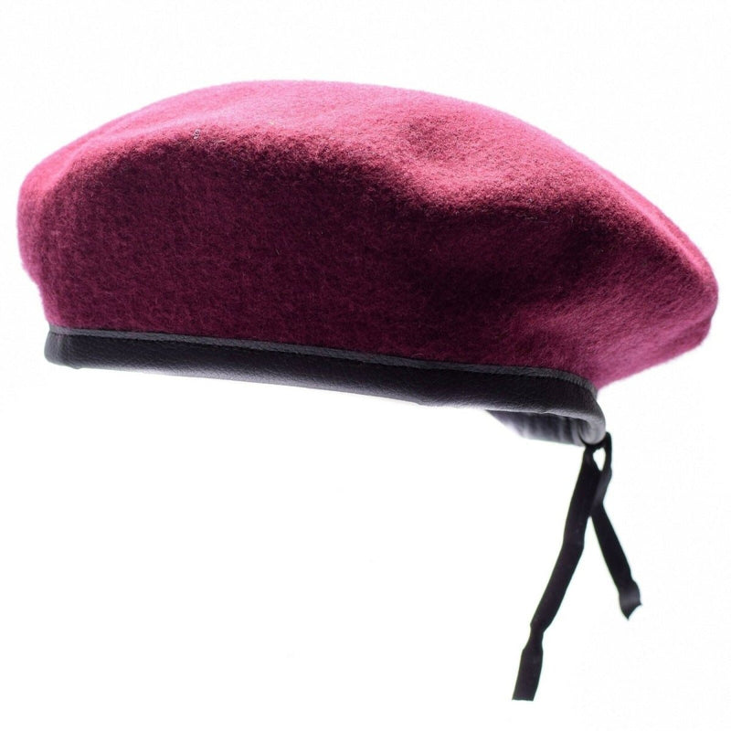 Genuine German army burgundy wine beret Military command cap wool quality New - GoMilitar