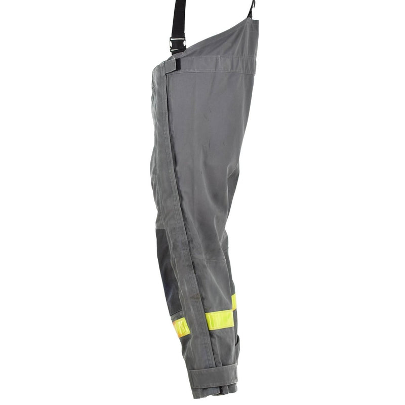 Genuine German grey protection pants heat resistant aramid bib and braces - GoMilitar