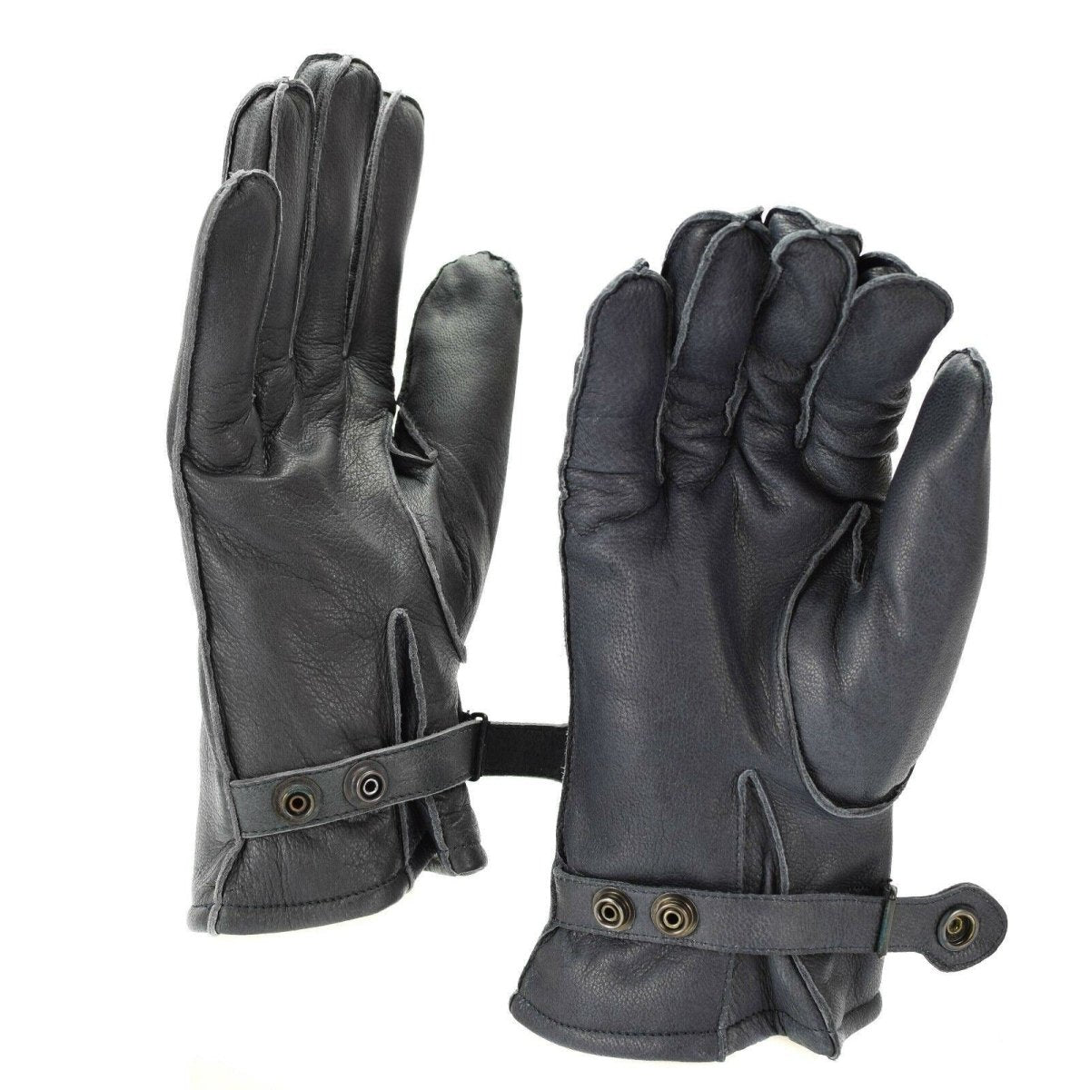 Echte deutsche Polizei Lederhandschuhe Patrouille grau gefüttert Wolle 100 % winterwarm NEU