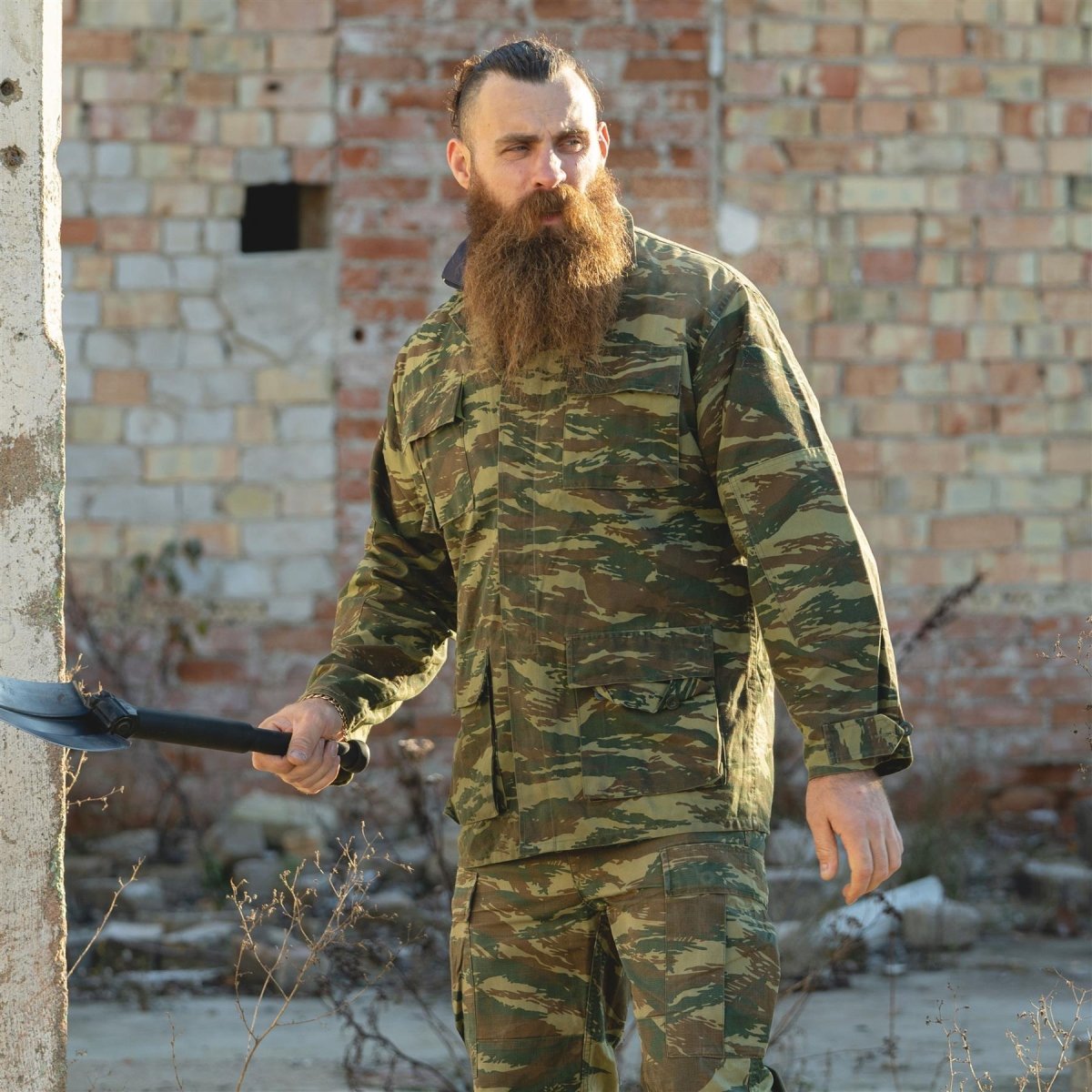 Echte griechische Militärjacke, strapazierfähig, taktischer Feldeinsatz, dunkles Eidechsentarn