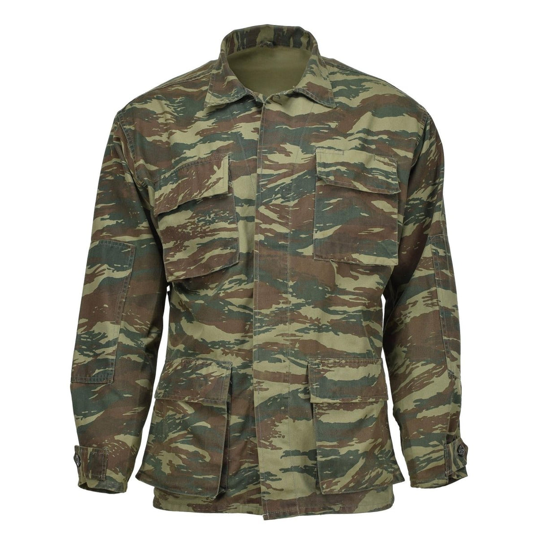 Echte griechische Militärjacke, strapazierfähig, taktischer Feldeinsatz, dunkles Eidechsentarn
