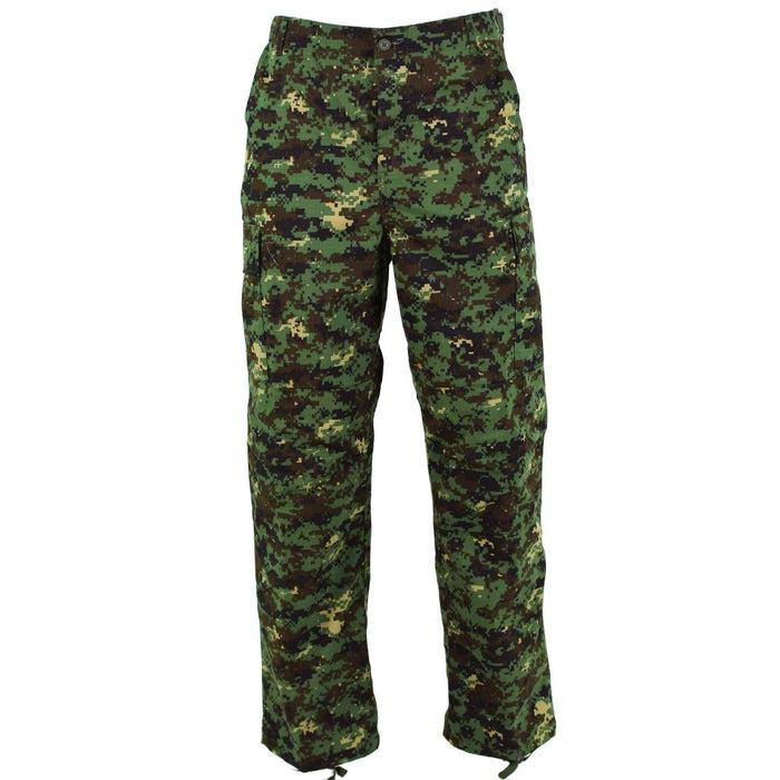 Echte Militär-Ripstop-Dschungeltarnhose aus Guinea-Bissau mit verstellbarer Taille, verstärkten Knien und strapazierfähiger Polycotton-Mischung.