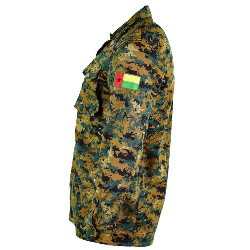 Side view of Genuine Guinee Bissau RipStop digital savana camo military jacket with flag patch on sleeve