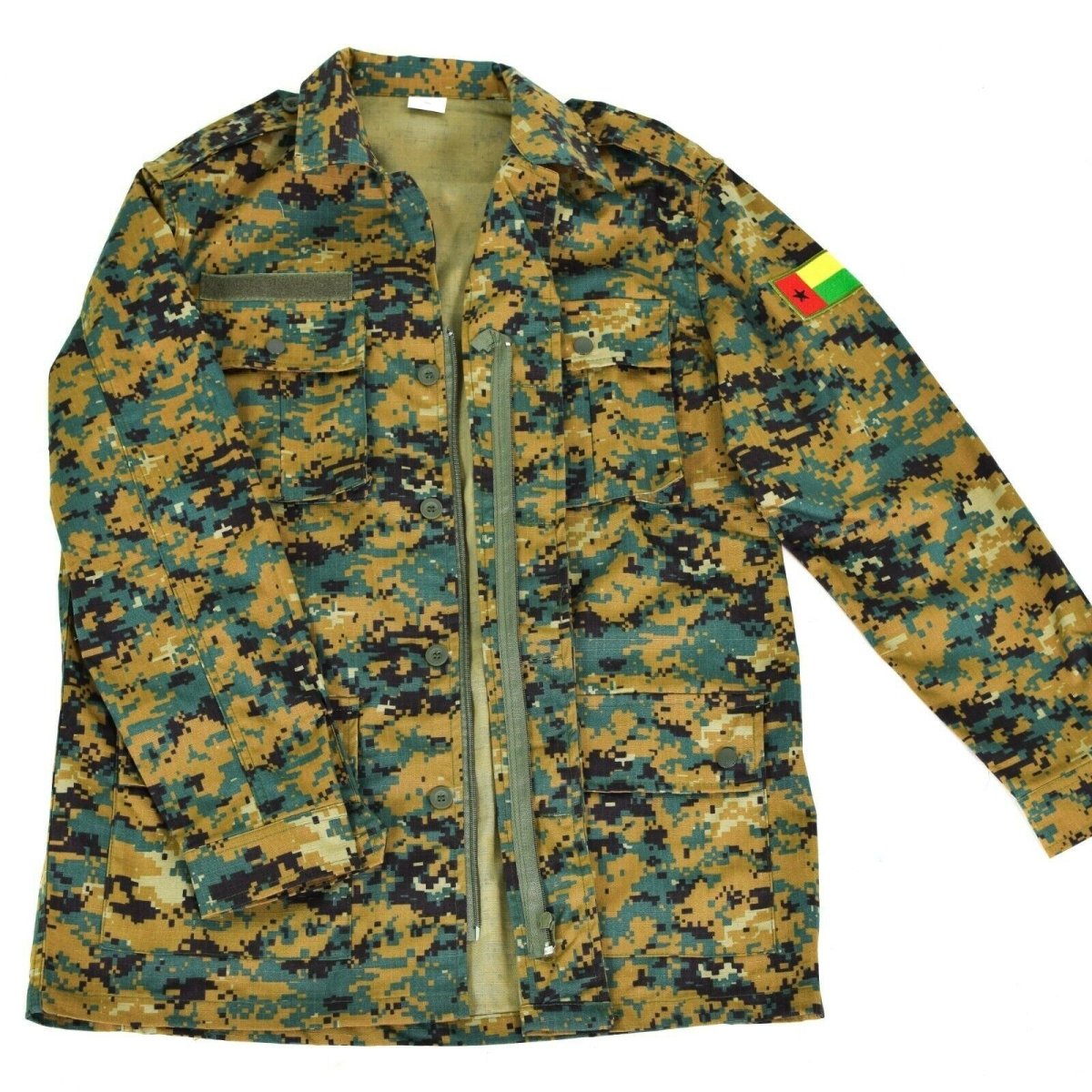 Echte Armeejacke aus Guinea-Bissau, RipStop, digitaler Savana-Tarnung, Militärausgabe, NEU