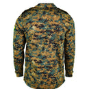 Back view of Genuine Guinea Bissau RipStop digital savana camo military jacket with epaulets and flag patch on sleeve.