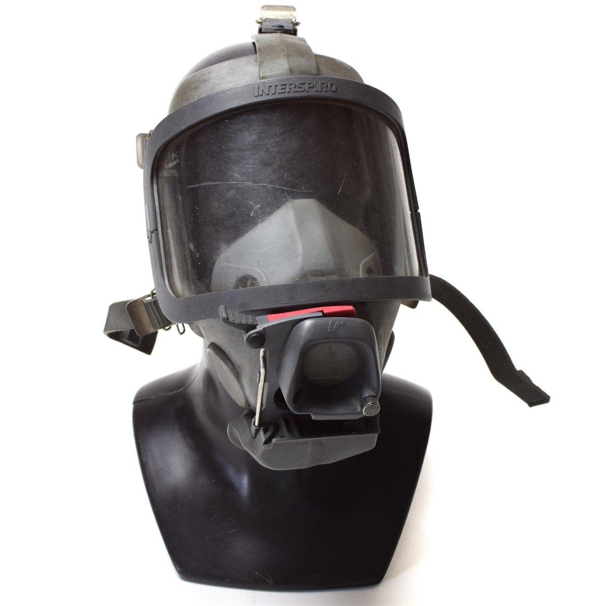 Echte Gesichtsmaske der Marke Interspiro für Feuerwehrleute, Pressluftatmer, Atemschutzgerät, Gasmaske
