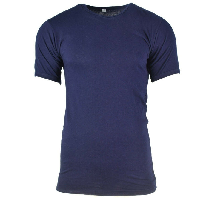 Echtes Marineblau-Kurzarm-T-Shirt aus Baumwolle der italienischen Armee mit klassischem, militärisch inspiriertem Design, neuwertiger Zustand.