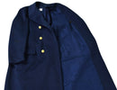 Genuine Italian army wool overcoat in blue with gold buttons and smooth inner lining, designed for military officers.