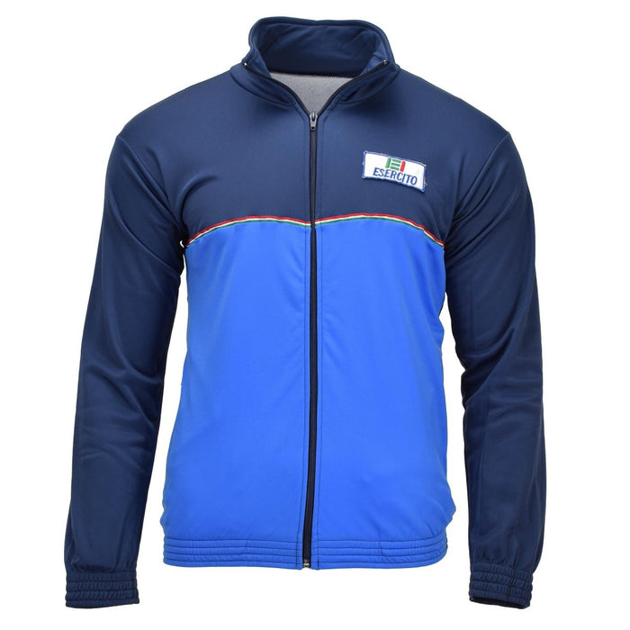 Echte italienische Militär-Sportjacke mit durchgehendem Reißverschluss, Esercito-Emblem, stilvolles Blau – GoMilitar