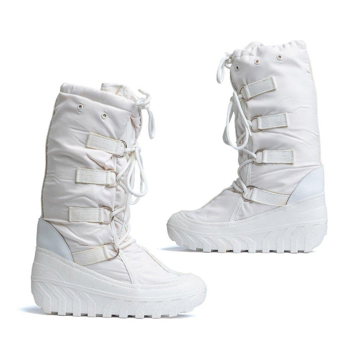 Echte italienische Militär-Schneestiefel, wärmende, wärmespeichernde obere Schnürsenkel, weiß NEU – GoMilitar