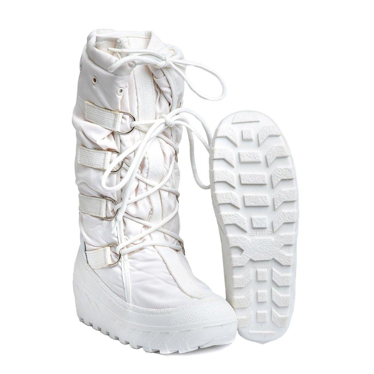 Echte italienische Militär-Schneestiefel mit wärmendem Obermaterial, Schnürsenkel, weiß, NEU