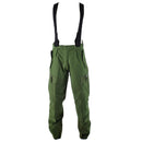 Swedish military thermal olive BDU pants with braces for extreme cold weather protection and durability