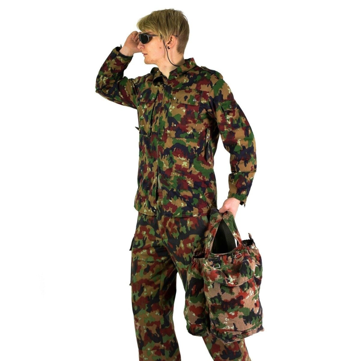 Echter Schweizer Armee-Rucksack Schweiz Alpen Camo Scharfschützen-Rucksack mit Hosenträgern