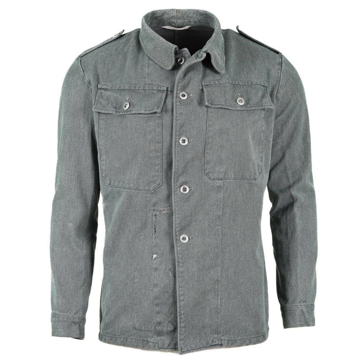 Echte Schweizer Armee-Arbeitsjacke, Denim-Militärjacke, grau, Vintage-Überschuss – GoMilitar
